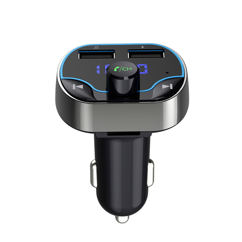 T24 Car FM Transmitter Dual USB Fast Charger Voice Navigation Car Hands-free Call Bluetooth MP3 Player