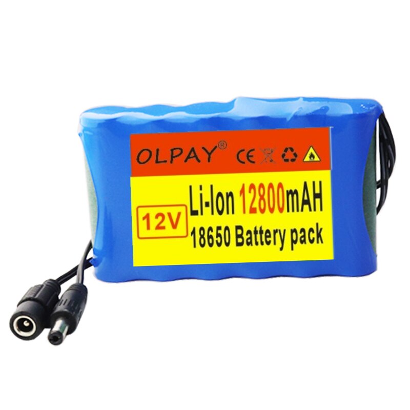 original 12V battery pack 12.8Ah 18650 Rechargeable Lithium Ion battery pack capacity DC 12.6V 12800mAh CCTV Cam Monitor