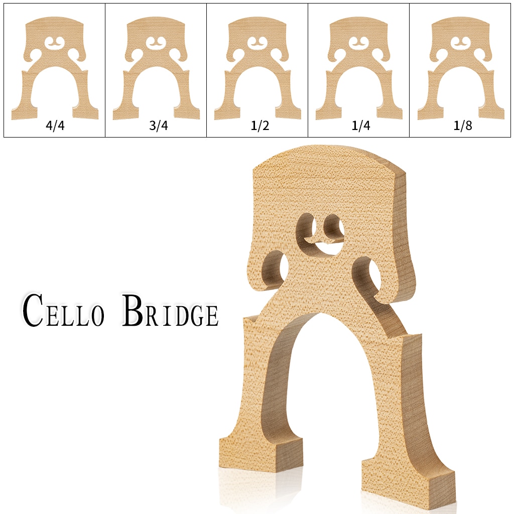 Standaard Maple Cello Bridge Maple Brug Voor Praktijk Gebruik 4/4 3/4 1/2 1/4 1/8 Cello Bridge