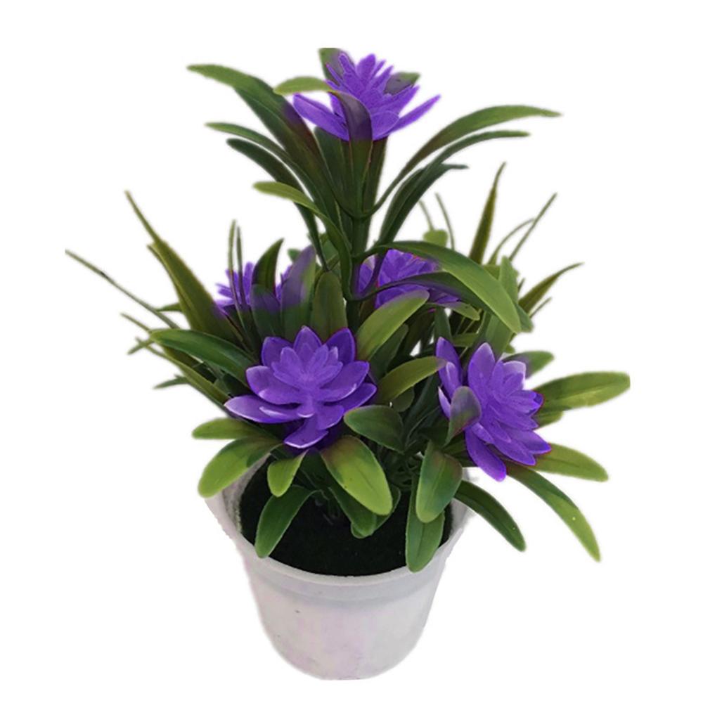 1PC Fiori Artificiali in Vasi di Fiore di Loto Pianta in Vaso bonsai Decorazione desktop di Fiore Artificiale di Plastica tutto'ingrosso: viola