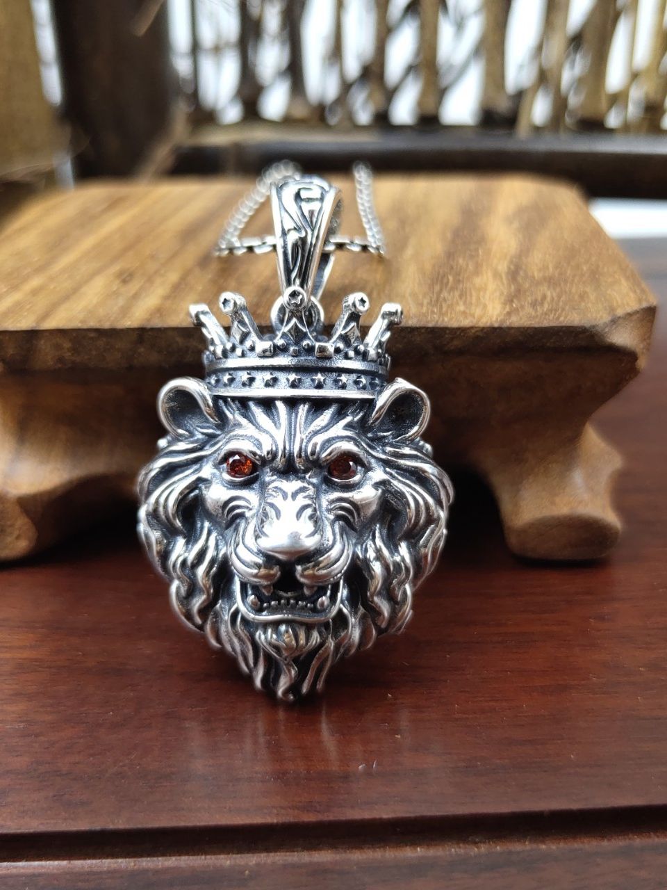 Bocai pure  s925 silber schmuck retro persönlichkeit punk dominante krone löwenkopf anhänger beliebter mann freund: Anhänger