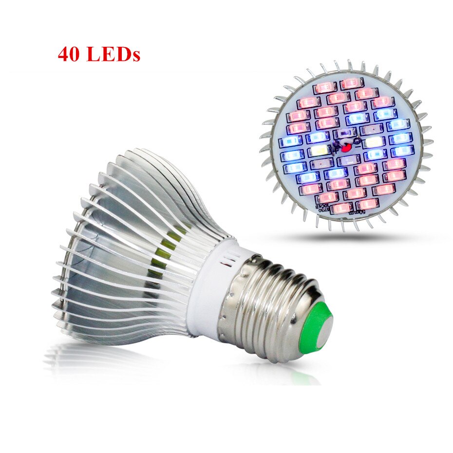 Full Spectrum Aluminum E27 LED Grow Light Indoor 40/78/120Leds IR UV White Plant Growing Lamp Bulb Light Phytolamp For Plants: 40leds