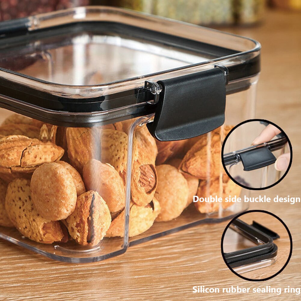 Box Multigrain Cereal Containers Airtight Pantry Pasta Kitchen With Lid Food Storage Container Plastic Transparent Sealed Cans