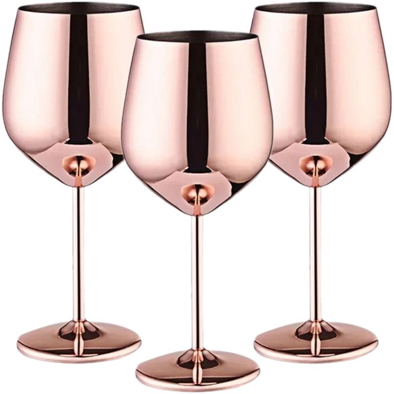 Verre à vin en acier inoxydable, verre à champagne, verre à whisky, gobelet en métal , verre à vin rouge, type tonneau, degré de chute, 3 pièces: Clair