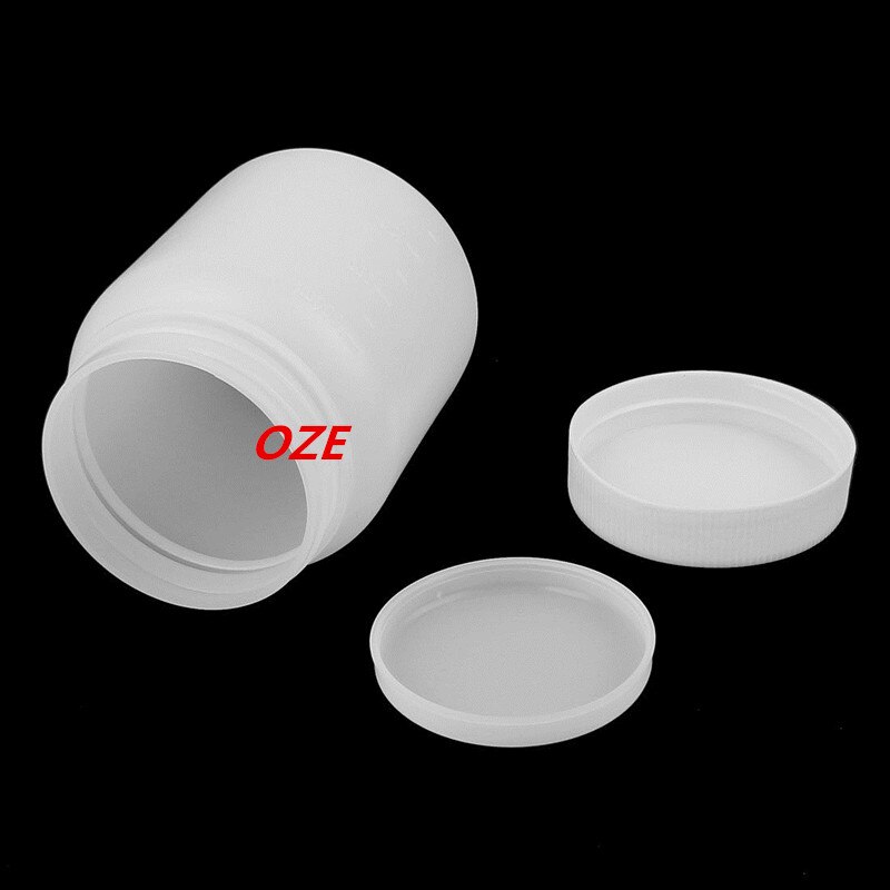 2PCS 300mL Capacity Chemical Container Graduated Clear White Plastic Lab Bottle