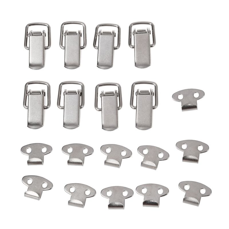 10Pcs Cabinet Spring Loaded Iron Straight Loop Toggle Latch 45mm Length: Default Title