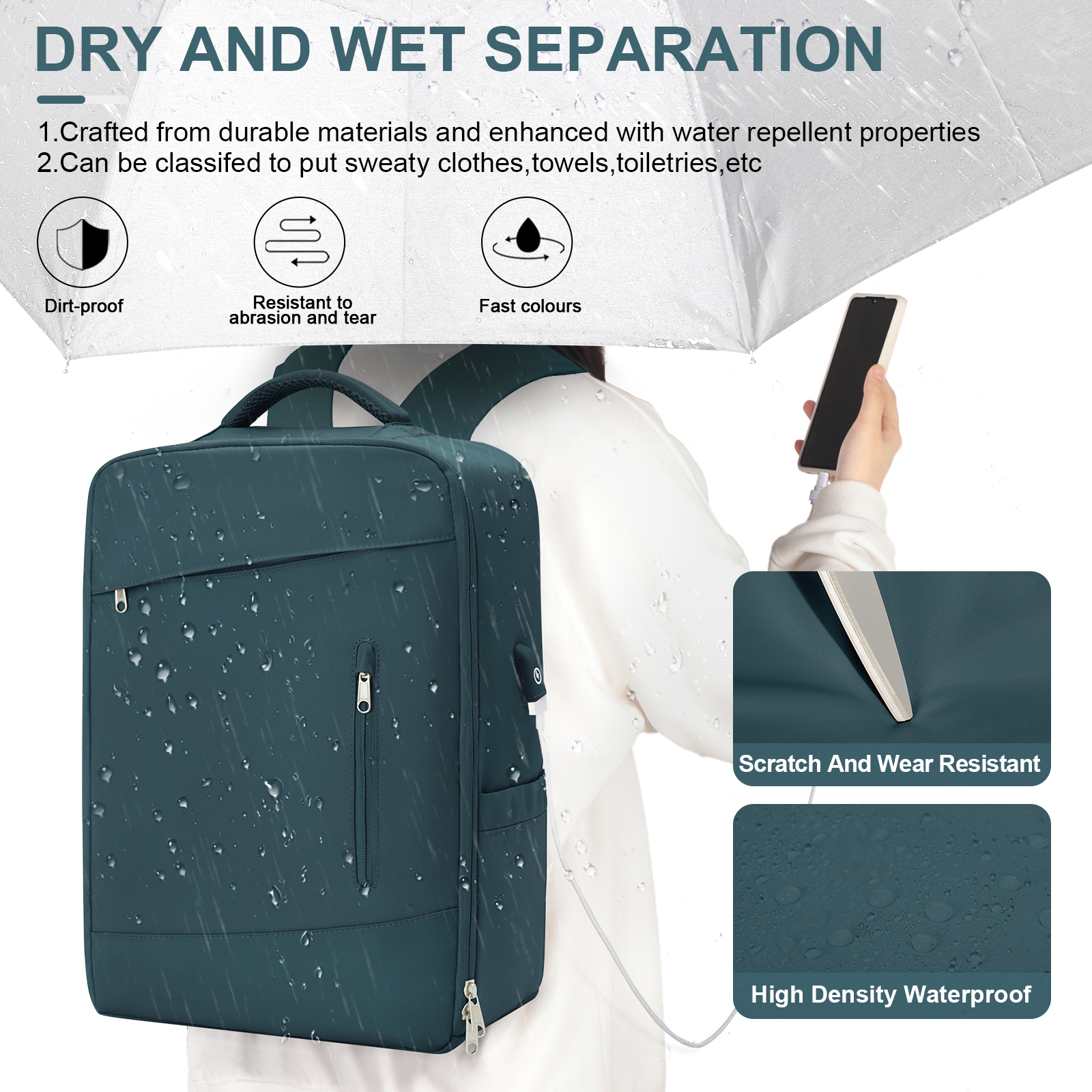Travel Bakcpack 45x33x16 Cabin Bag Carry-Ons for Men Women Laptop Backpack Reinforced Daypack USB Short Distance Luggage