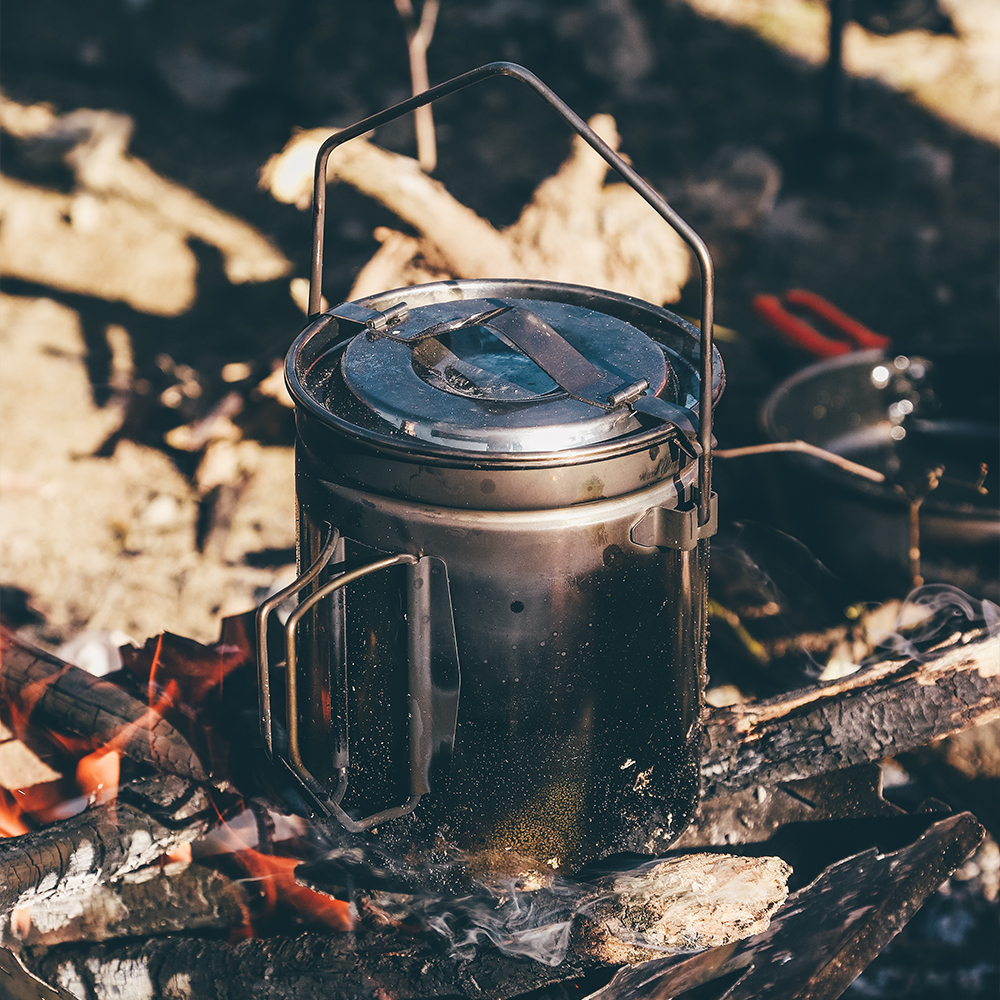 Brand-Maple 1.2L Rvs Steamer Pot Met Afsluitbare Deksel Antarcti Bushcraft Pot Wandelen Camping Vreugdevuur Pannenset