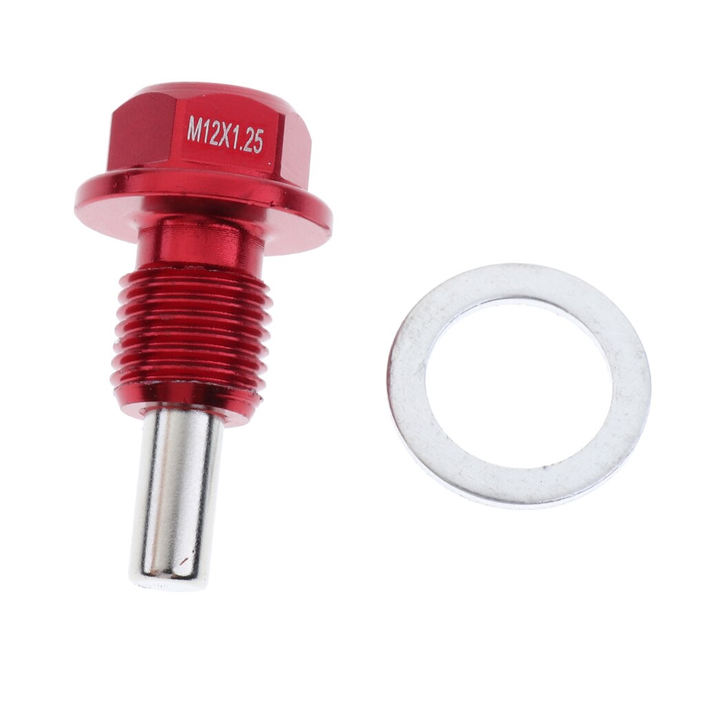 Universal Car M12x1.5 Engine Oil Pan Drain Plug Bolt with Crush Washer Red
