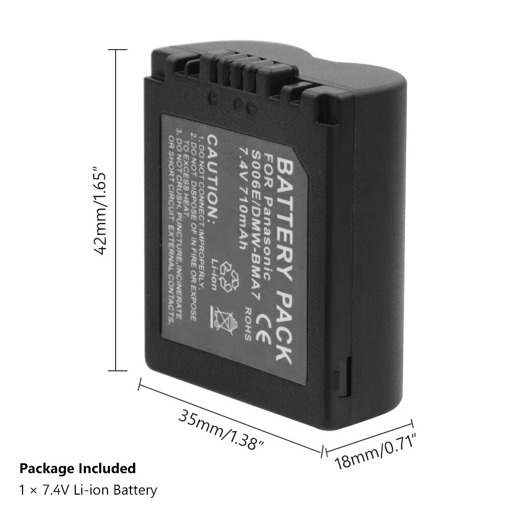 1/2 Pcs 7.4V 710mAh Li-ion Lithium Battery S006E CGR-S006E DMW-BMA7 For Panasonic Lumix DMC-FZ7 DMC-FZ8 DMC-FZ18 DMC-FZ28 Camera