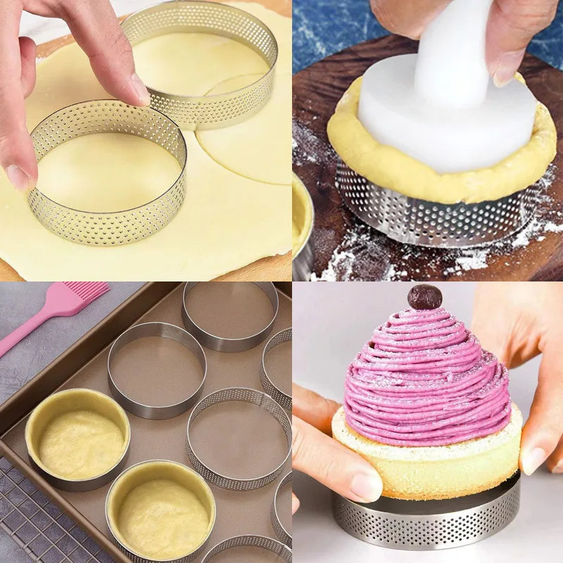 Edelstahl perforierter nahtloser Tortenring, Quiche-Ring, Tortenform, Kuchenform, nahtloses Backzubehör, Ausstecher
