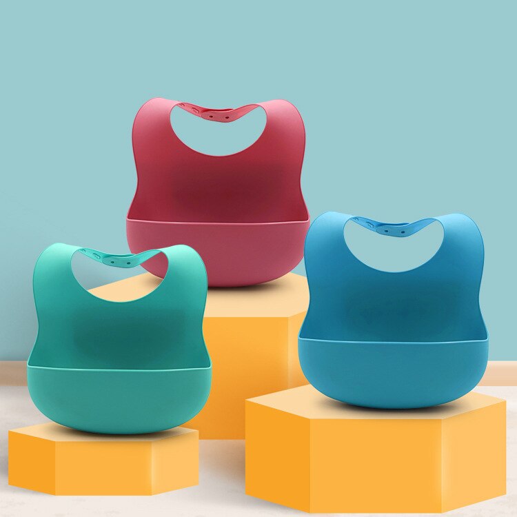 Zachte Siliconen Babi Bib Waterdicht Baby Slabbetjes Leuke Cartoon Gedrukt Kids Meisje Jongen Verstelbare Kinderen Bib Baby Lunch Feeding Stuff: 1pcs blue