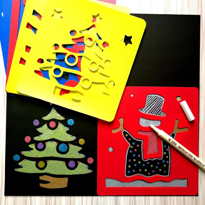 Pochoirs de peinture en plastique PP, bricolage, modèles de dessin lavables pour enfants, apprentissage de la peinture, pochoir, jouets