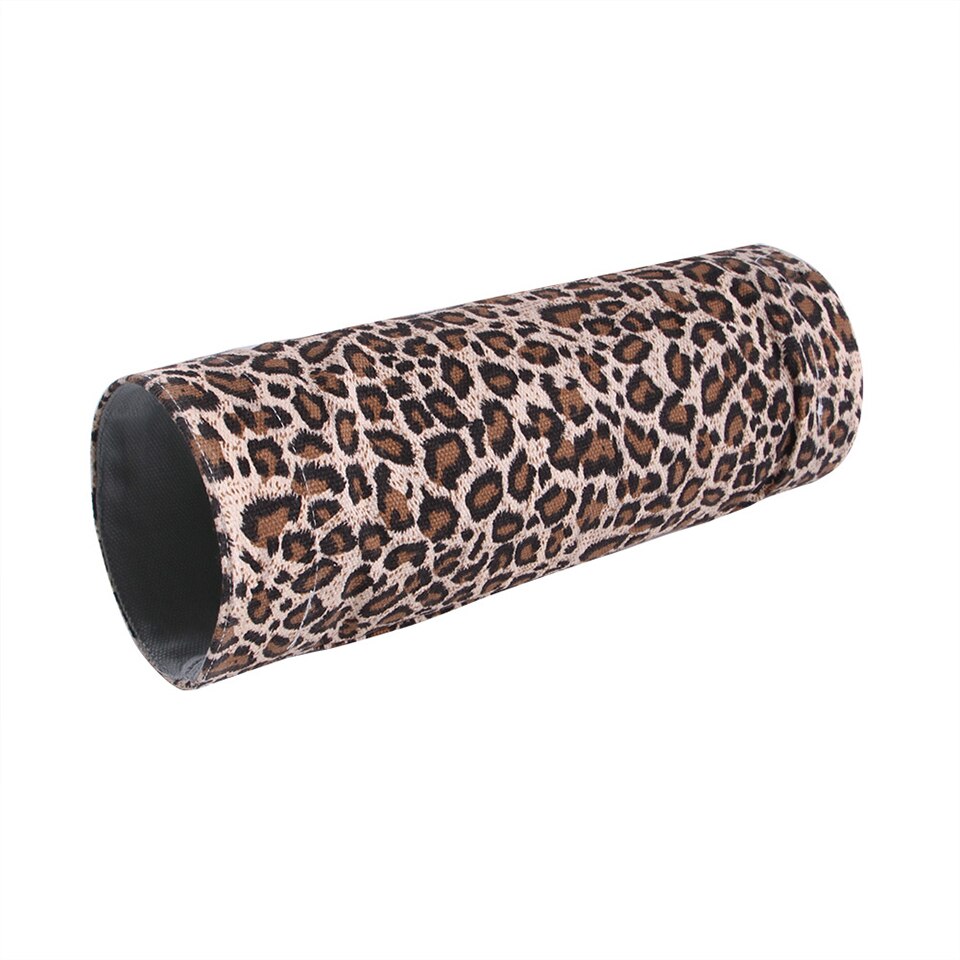 Foldable Pet Cat Tunnel Toy Collapsible 2/3/4 Holes Leopard Cat Tent Tunnel Play Tube Toy Indoor Outdoor Cat Training Toy Tubes: 2 hole(short)