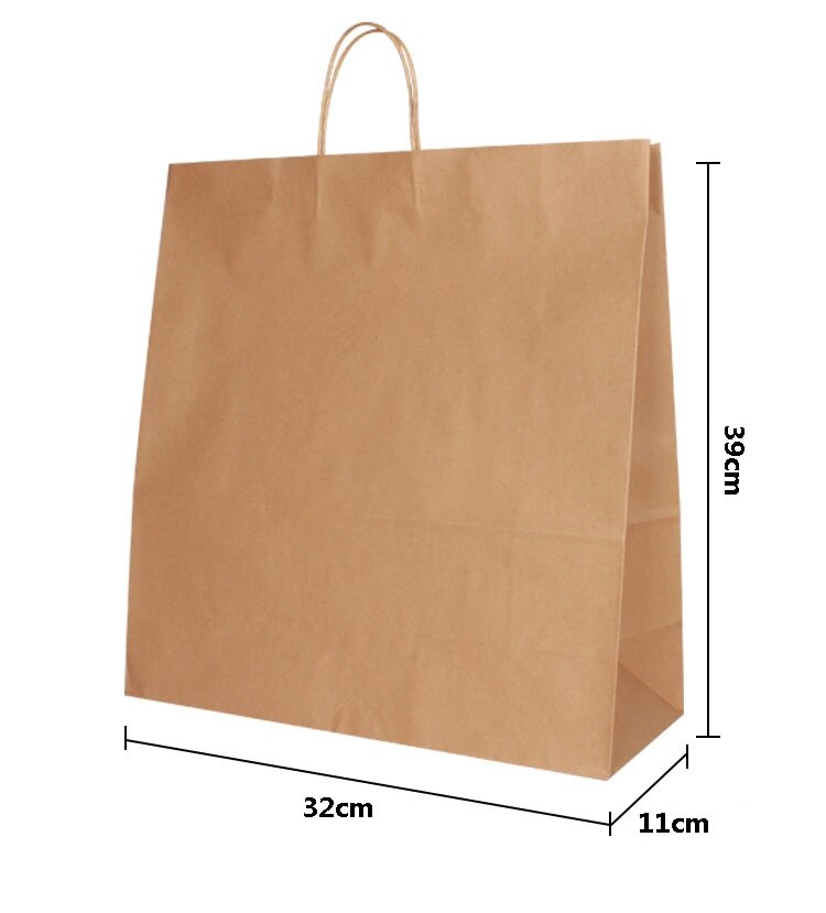 10 Stks/partij 4Size Kraft Diy Multifunctionele Kerstmis Nieuwjaar Papieren Zak Met Handvat Doek Boodschappentas: 39X32x11cm