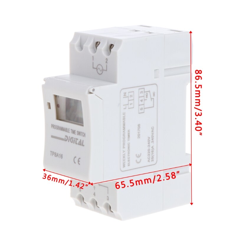 1PC AC 220V 16A Digital LCD 7-Day Programmable Timer Time Relay Switch