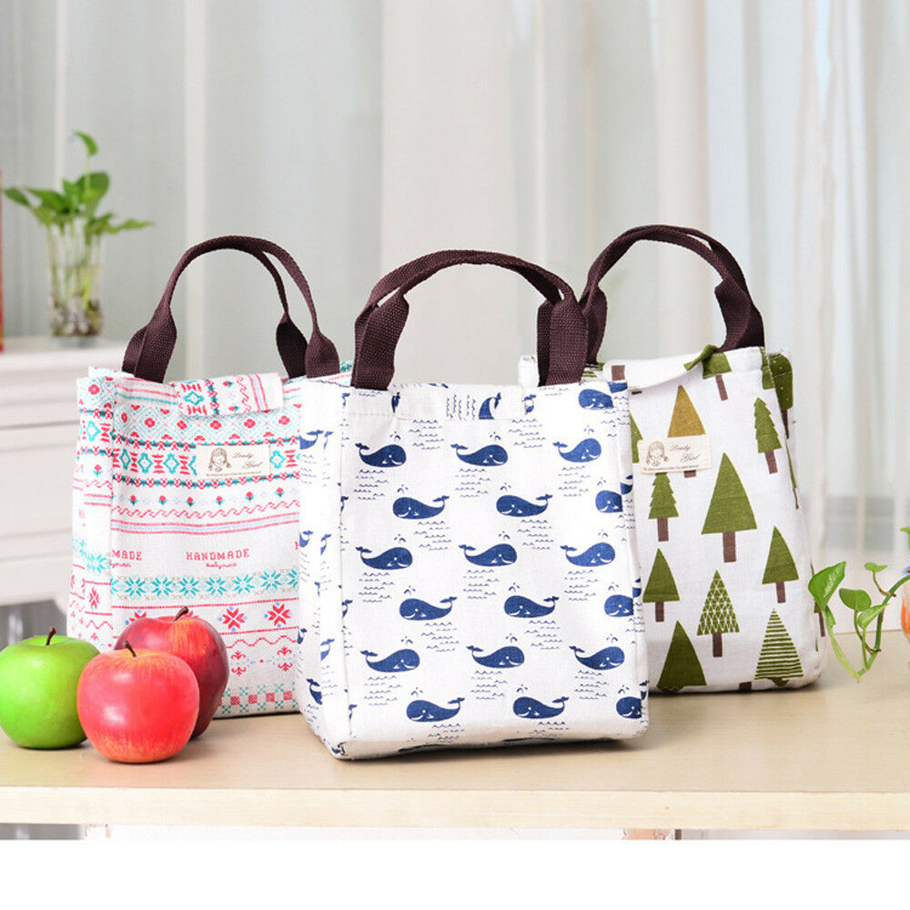 Local Stock Women Kid Men Insulated Canvas Box Tote Bag Thermal Cooler Food Lunch Bag Waterproof