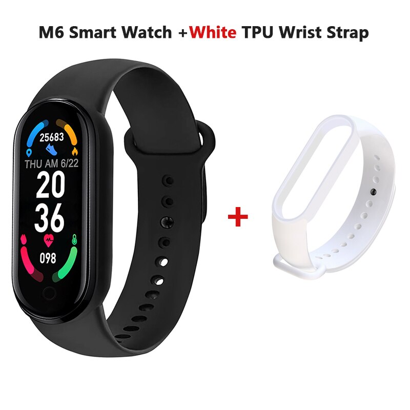 M6 Smart Horloge Armband Mannen Vrouwen Waterdichte Sport Smartwatch Fitness Tracker Hartslagmeter Voor Xiaomi Apple Android: B