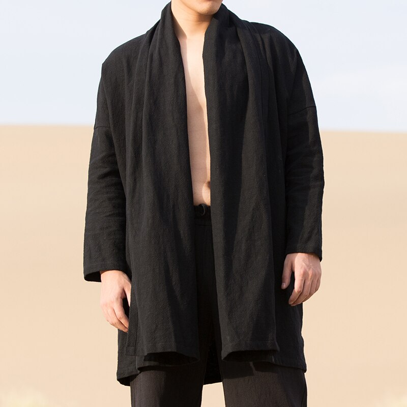 Traje chino de estilo antiguo Hanfu para hombre, ropa de algodón y lino, capa, ropa Retro, Zen, vestido de ,