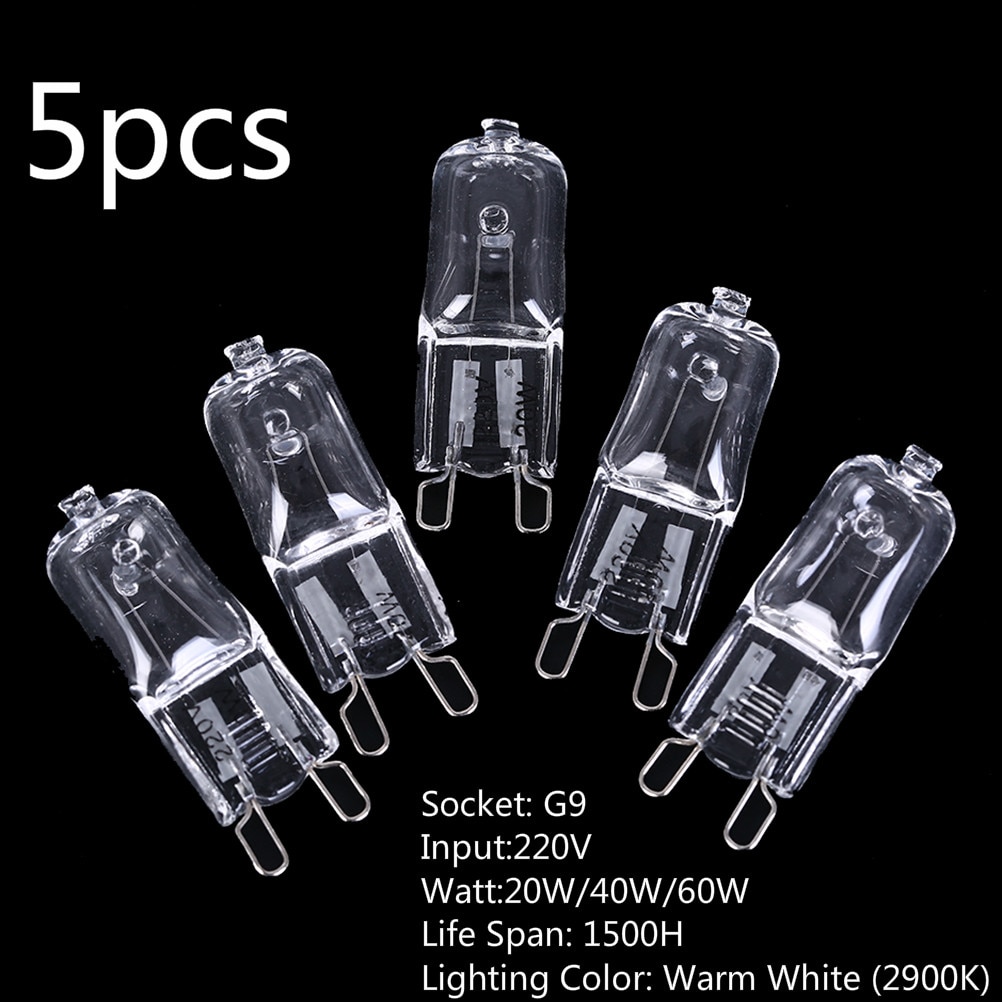 5pcs/lot For Wall Lamp Clear Glass Each With An Inner Box Dimmable G9 Halogen Bulb 20W/40W/60W 220V 2900K Warm White