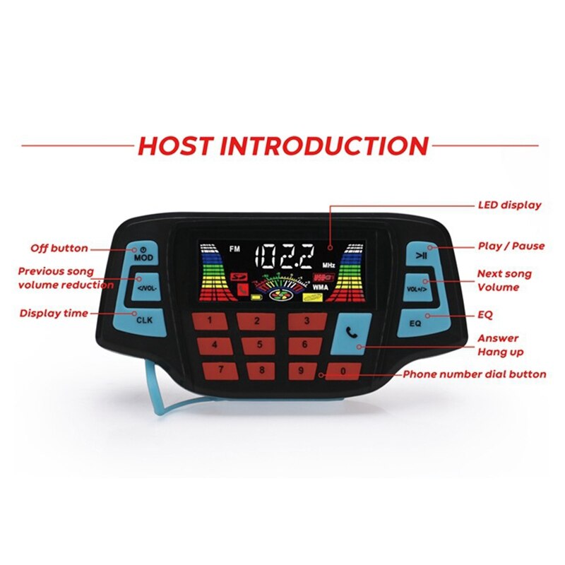 3 Inch Bluetooth Motorcycle Handlebar o System USB FM Radio MP3 Speakers 12V DC