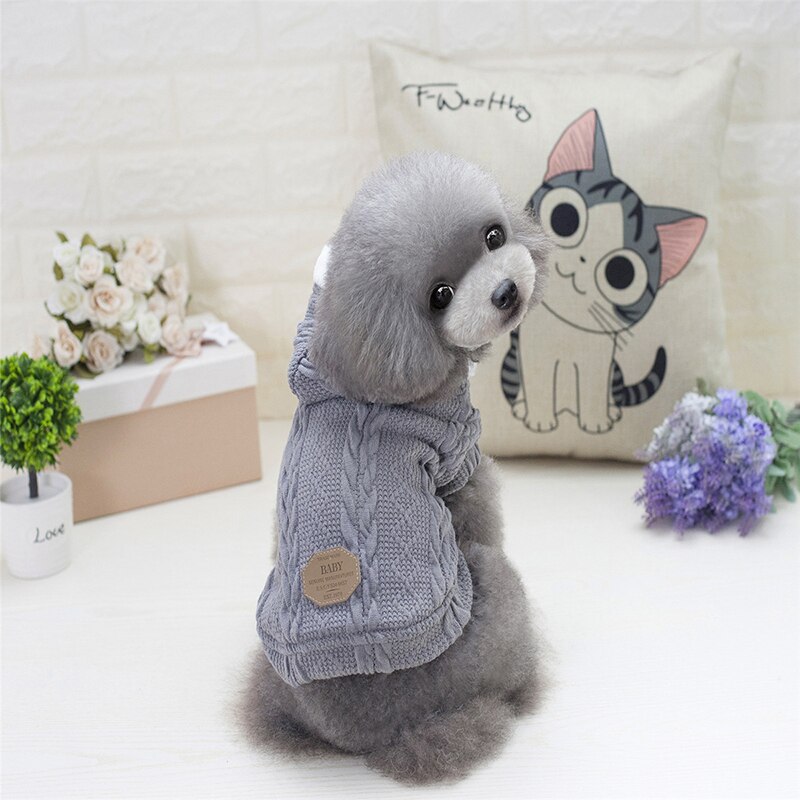 S-XXL Dog Clothes Knitting Crochet Cloth Sweater For Cats Chihuahua Pets Small Puppy Cat French Bulldog York Winter Pet Clothing: Grey / XL