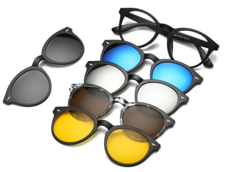5 stk/set Magnetische Clip Zonnebril Vrouwen Bril met Magnetische Clip op Zonnebril Gepolariseerde Mannelijke Multifunctionele Eyewear