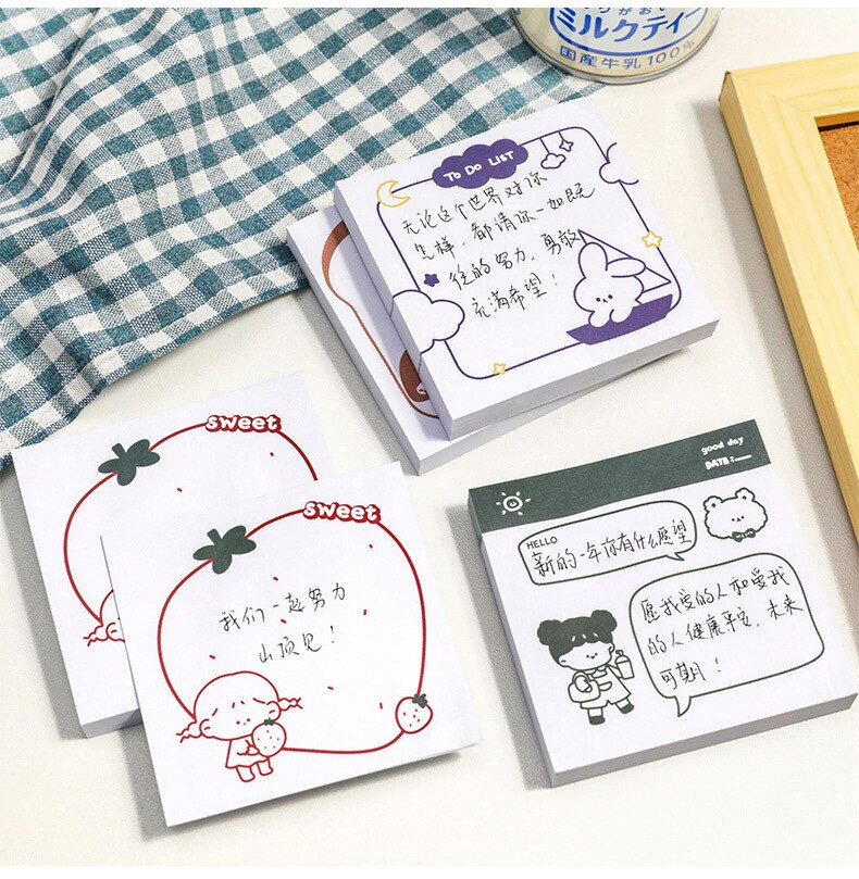 Yatniee 50 Sheets Simple Daily Posted-it Sticky Notes Student N times Post Note Book Message Mark Paste Sticker Note Pads