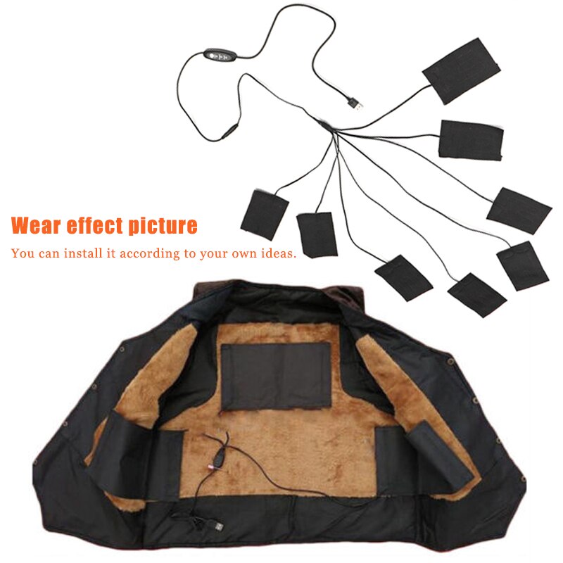Usb Elektrische Verwarming Pad 5v 12v Met 3 Gear Verstelbare Temperatuur Snelle verwarming Koolstofvezel Warmer Pad Voor doek Vest Jas