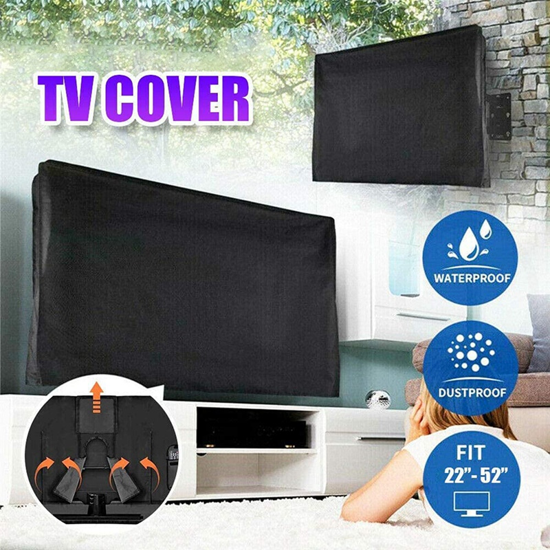 Outdoor TV Cover 600D Polyester Weatherproof Flat Screen TV Display Protector for 40-42Inch Outside Flat Screen TV