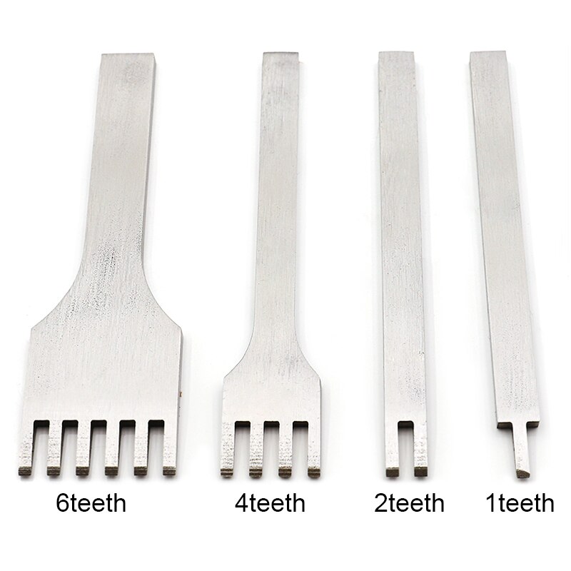 Cincel de cuero de 3mm, herramienta de costura de punzón de diamante, herramienta de artesanía de cuero de hierro, completamente pulido, 1-2-4-6 dientes