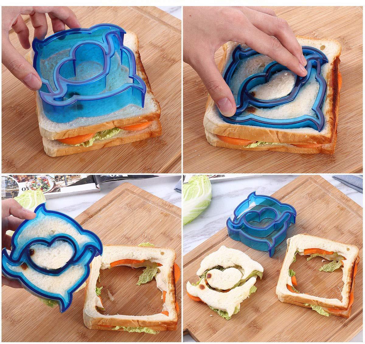 Molde cortador de sándwich con forma de corazón y estrella, cuchillo para pan, molde para galletas, sellador de sándwich, herramientas de pastelería para hornear, máquina para hacer almuerzo para niños