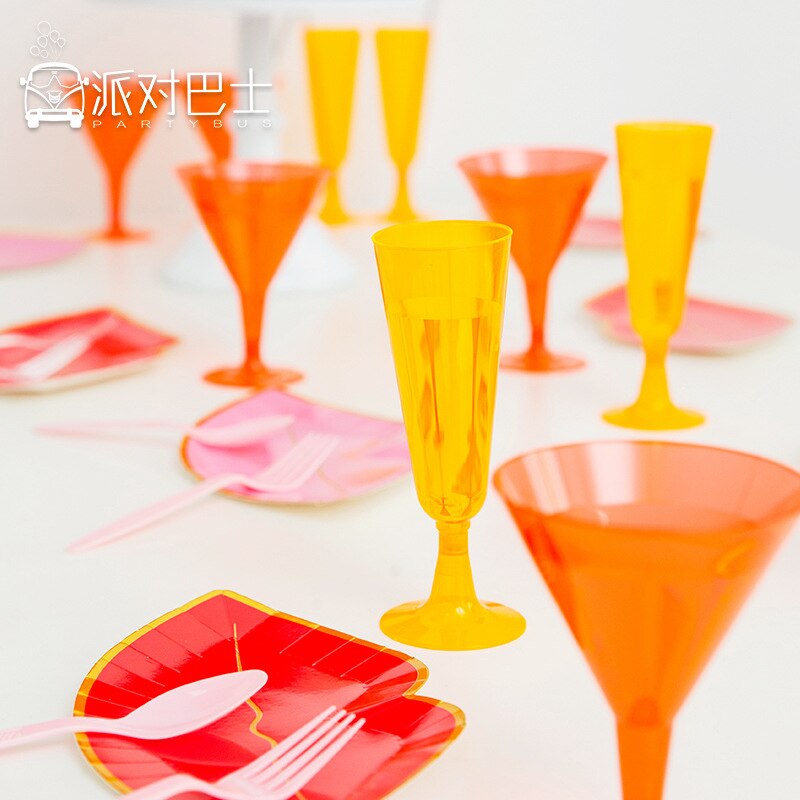 Disposable Wine Glasses Birthday Dinner Party Disposable Activities Dress Up Supplies Champagne Glasses Cocktail Glasses 6 Packs