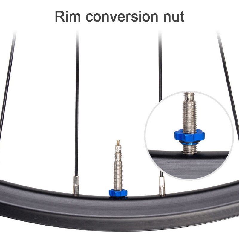Mountain Bike Schrader Valve Presta Valve Bicycle Wheel Converter Nut Rim Conversion Nut Adapter with Installation Wrench
