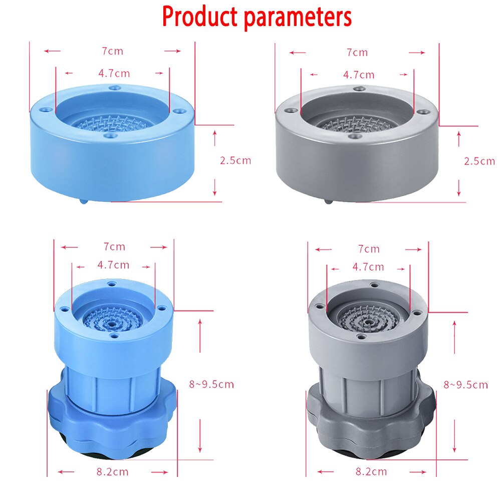 4PCS Anti Vibration Mats for Washing Machine Rubber Mat Support Machine Dryer Rubber Pad Adjustable Non-Slip Pad Floor Protector