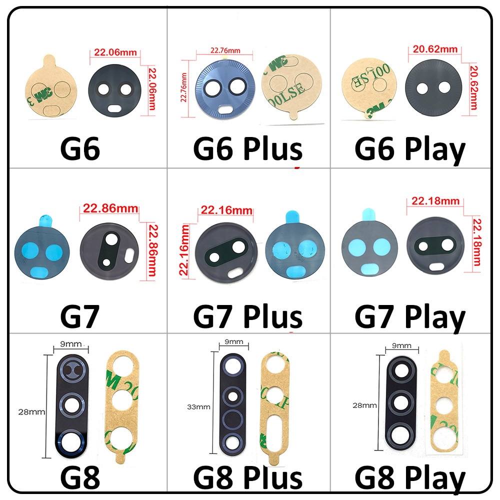 2 Pcs/Lot ,For Motorola Moto G9 Plus X4 G8 Play G6 G5 G5s G8 Plus Z2 Force Play G7 Power Back Rear Camera Glass Lens + Adhesive