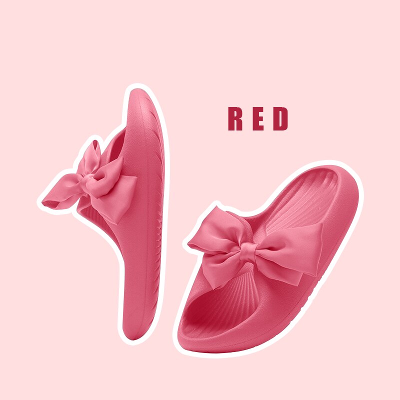 Summer Women's Slippers Pink Cute Bow Sandals EVA Non-slip Breath Home Ladies Slides Lightweight Soft Outdoor Sandals Girls JK: Roze / 36-37