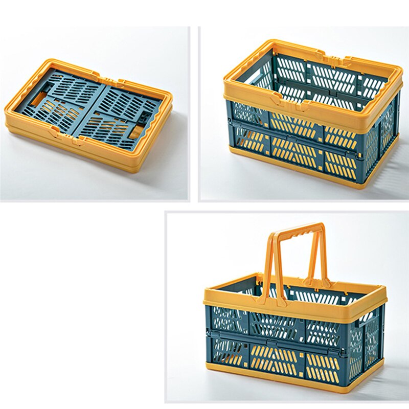 Folding Storage Basket Portable Food Snack Storage Basket Picnic Shopping Convenient Hand Basket Home Multi-purpose Basket