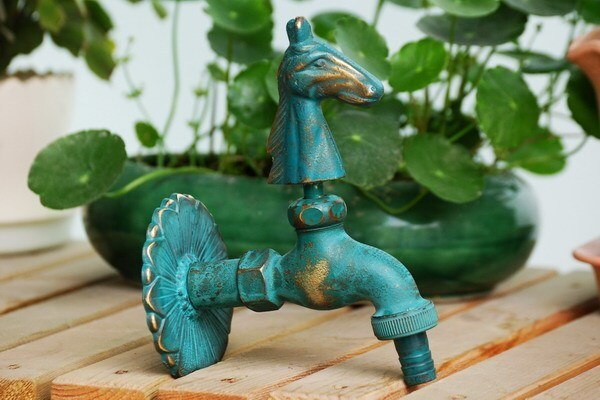 Outdoor Decorativ Garden Faucet Animal Shape Bibcock Antique Brass Horse Tap For Washing Mop/Garden Watering Animal Faucet: green