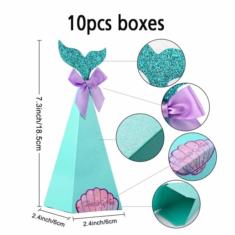 Ourwarm Onder De Zee Party Decoratie Mermaid Thema Diy Game Glitter Stickers Verjaardag Banner Kids Oceaan Feestartikelen: 10pcs boxes