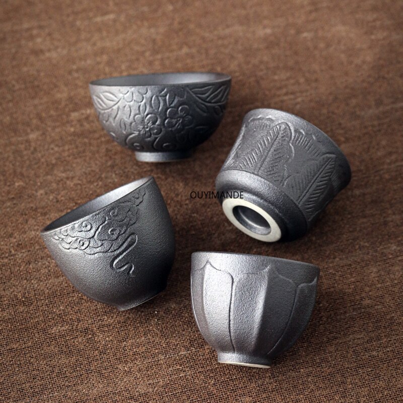 100ml Chinese Retro Style Black Pottery Tea Cup Coffee Cup Mug Chinese Ceramic Tea Set Porcelain