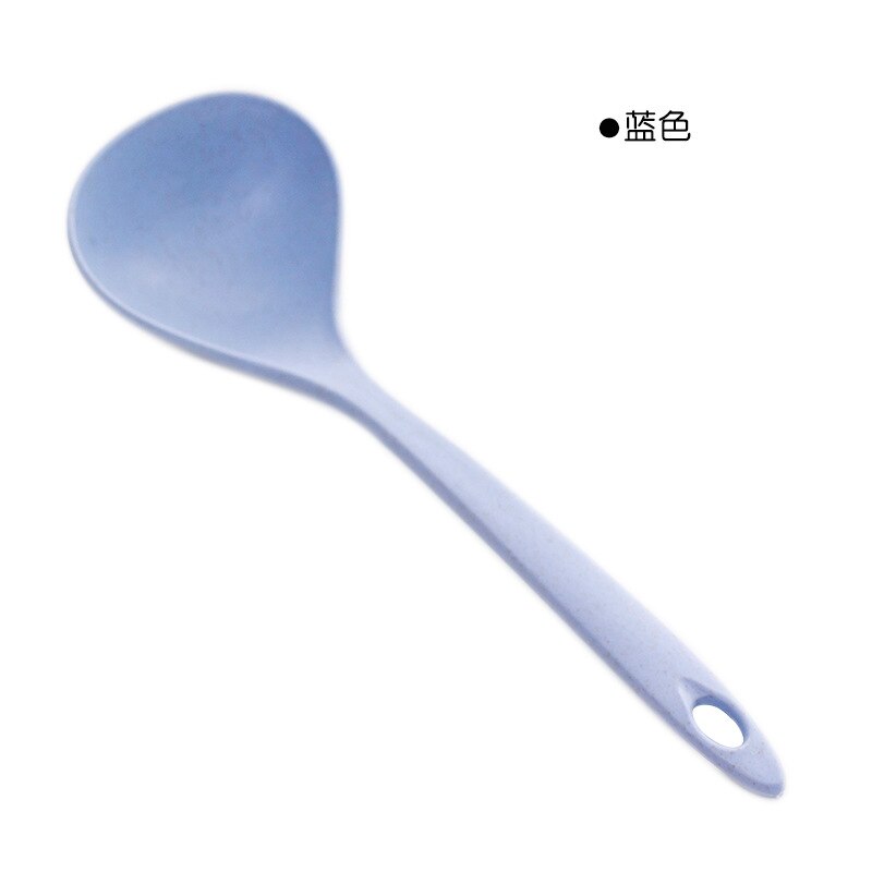 1Pcs Tableware Wheat Straw Rice Ladle 4 Colors Long Handle Soup Spoon Meal Dinner Scoops Kitchen Supplies Cooking Tool Ladle: blue