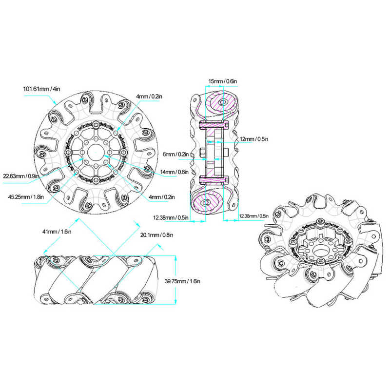 Omni Wheels Large Load Omnidirectional Wheel with Drive Rollers for Smart Robots