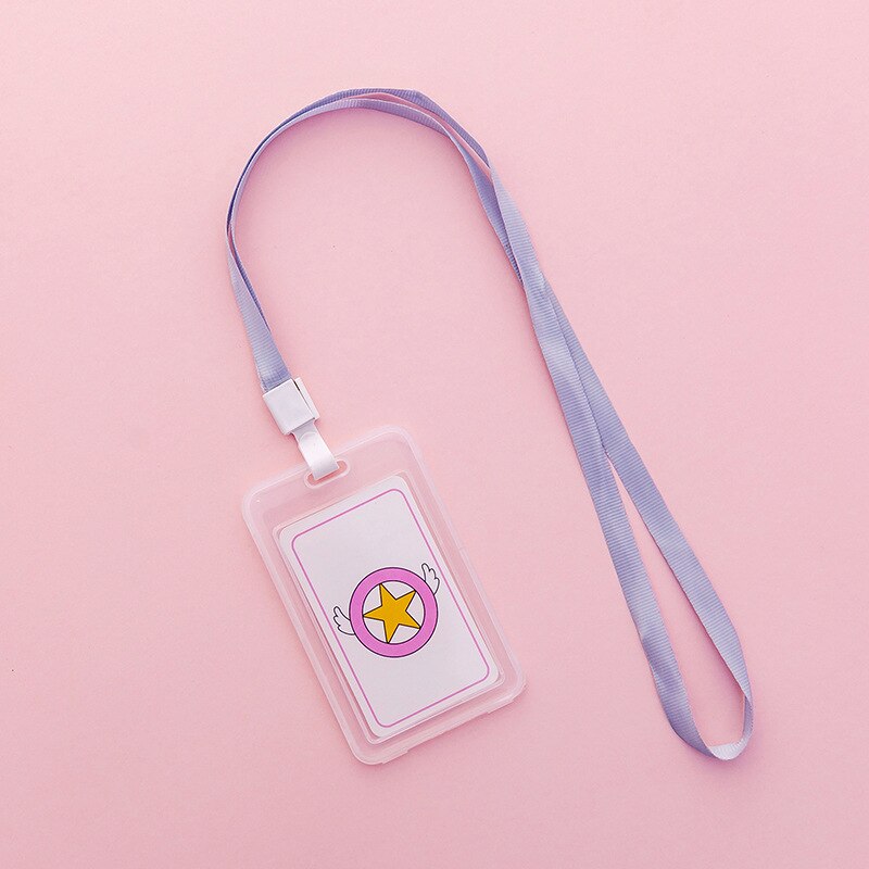 16 Styles Lovely Transparent ID Card Badge Holder Practical Kids Student Use Name ID Card Case Cover With Long Lanyard: H