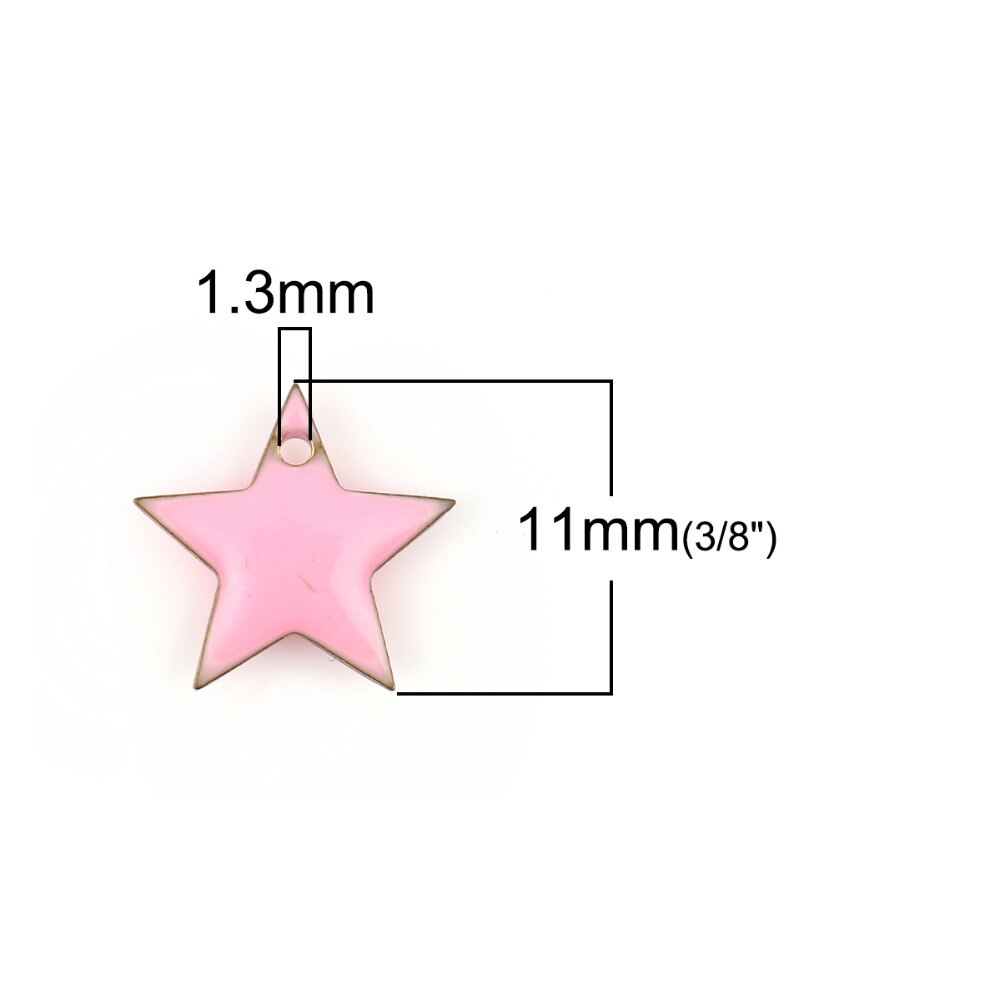 DoreenBeads – pendentif pentagramme, perles en cuivre, étoile or rose bleu émail, résultats romantiques à faire soi-même, 12mm( 4/8 &quot;) x 11mm( 3/8&quot;), 10 pièces