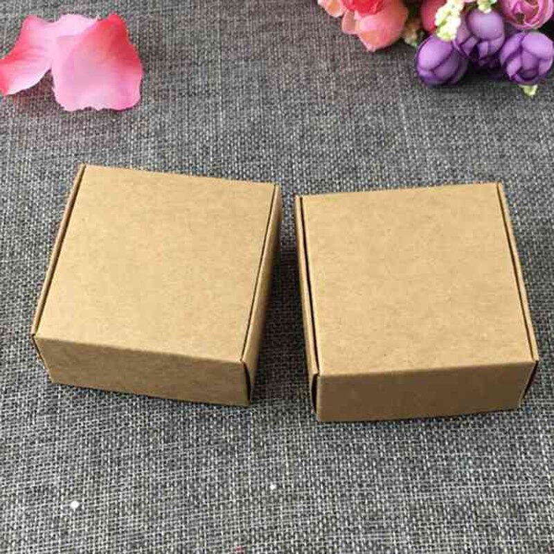 LBER 100 x /Lot Small Kraft Paper Box Cardboard Handmade Soap Box Craft Paper Box Packaging Jewelry Box