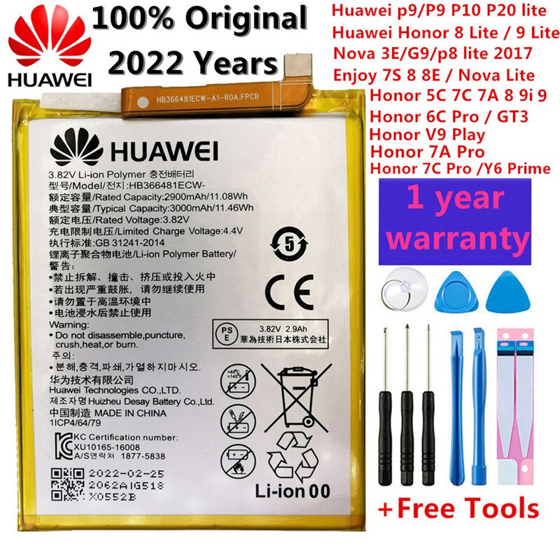 Original Battery For Huawei Honor Mate Nova 2 3 5C 5A 6A 7 7C 7A 7X 8 8A 8C 8X P8 9 Y9 P9 10 P10 20 P20 Lite Pro Plus Batteries