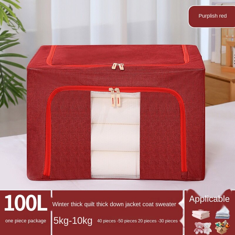 Super large cotton and linen storage box fabric clothing finishing box box folding storage bag household wardrobe artifact: MULTI