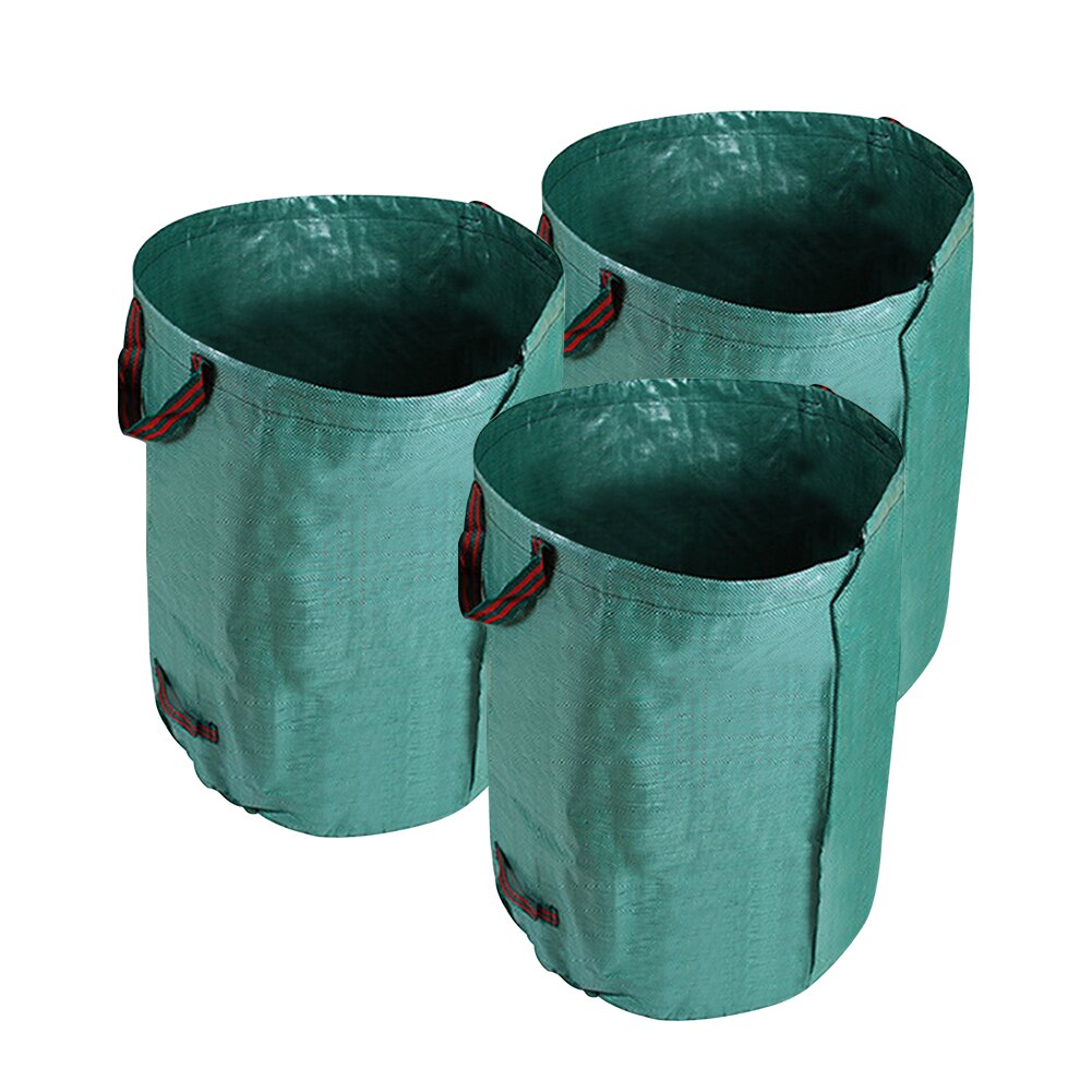 Sacs pliables réutilisables de jardin, 3 pièces, sacs à double poignée, stockage robuste des débris de pelouse et des feuilles, déchets de jardin portables