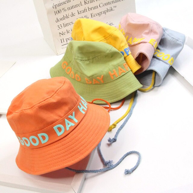 Børn fisker hat flad top koreansk baby bassin hat personlighed stil engelske bogstaver drenge og piger solhatte trendy